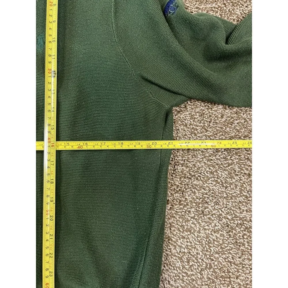 Polo Ralph Lauren Mens Large Green V‎ Neck Merino Wool Pony Sweater